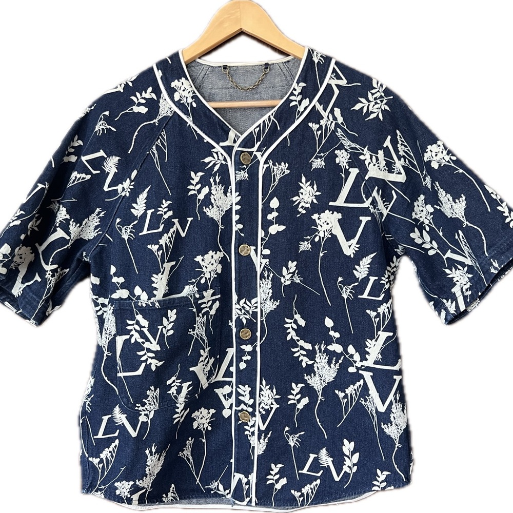 Louis Vuitton Leaf LV Denim Baseball Jersey
